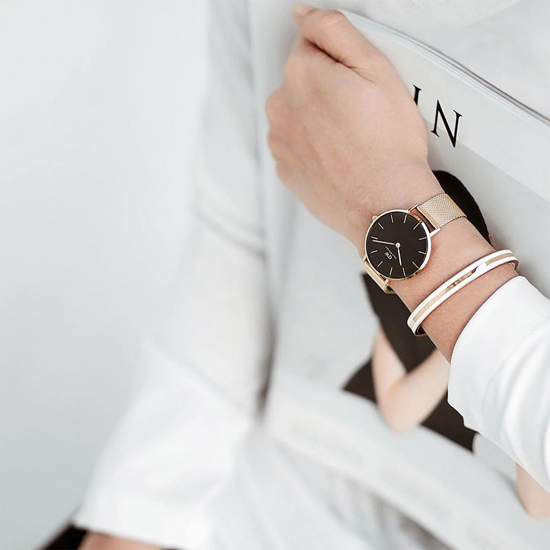 Emalie Slim Bracelet Rose Gold Satin White