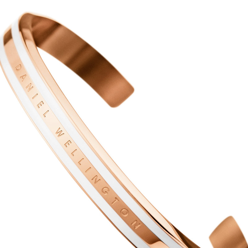 Emalie Slim Bracelet Rose Gold Satin White