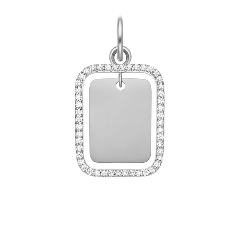 Collar con colgante con marco de cristal rectangular Elan en plata