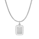 Collar con colgante con marco de cristal rectangular Elan en plata