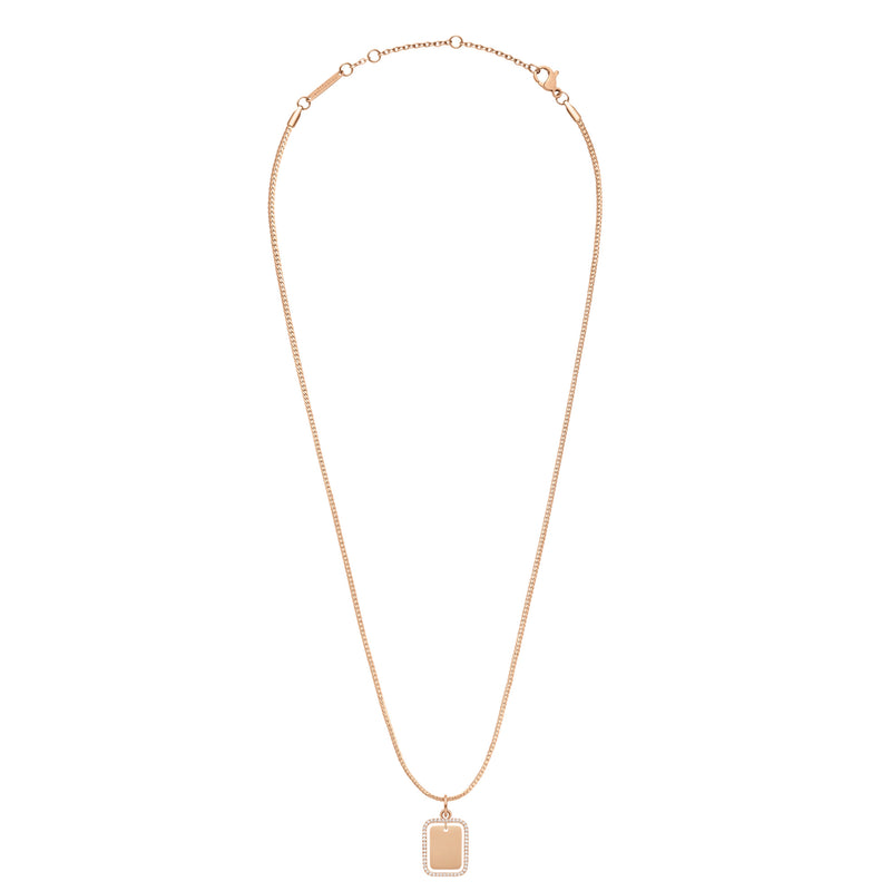 Collar con colgante de marco de cristal rectangular Elan en oro rosa