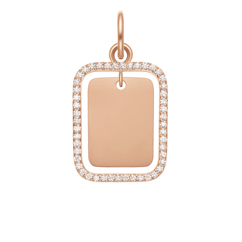 Collar con colgante de marco de cristal rectangular Elan en oro rosa