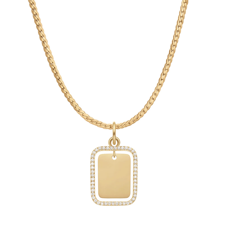 Collier Elan Rectangular Crystal Frame Pendant Gold