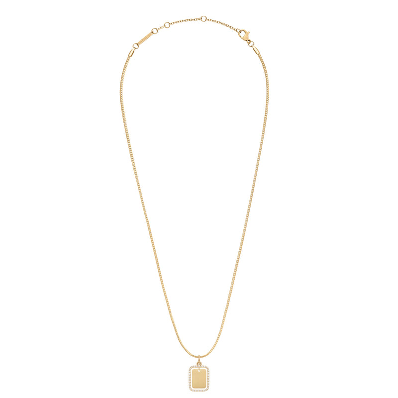 Collier Elan Rectangular Crystal Frame Pendant Gold