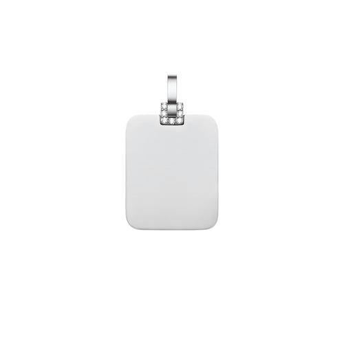 Collier Elan Rectangular Detail Crystal Pendant Silver