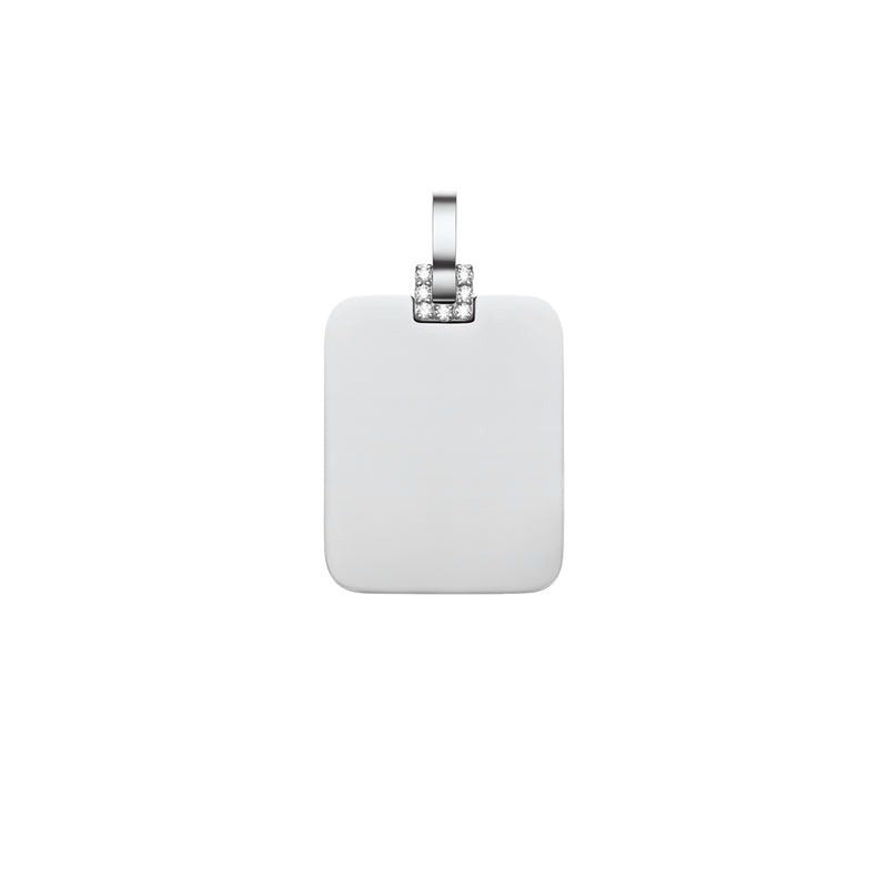 Collier Elan Rectangular Detail Crystal Pendant Silver