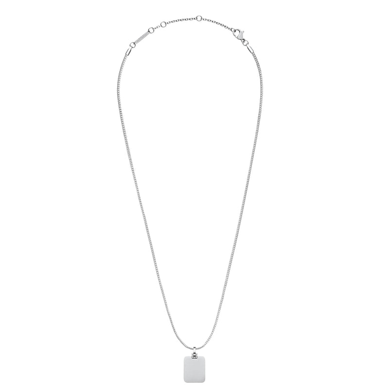 Collier Elan Rectangular Detail Crystal Pendant Silver