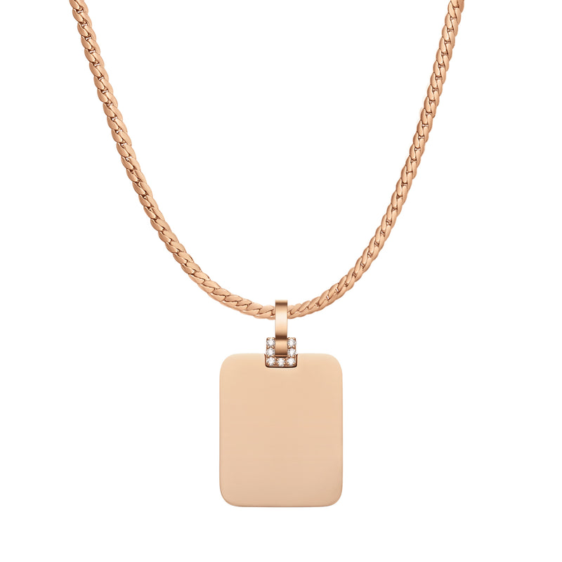 Collier Elan Rectangular Detail Crystal Pendant Rose Gold