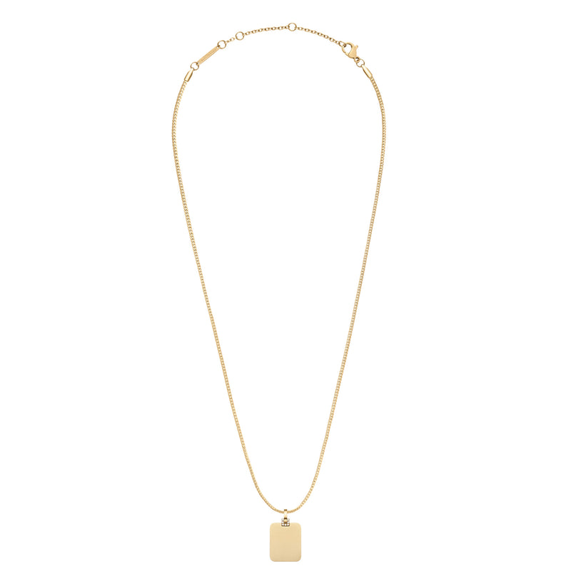 Collier Elan Rectangular Detail Crystal Pendant Gold