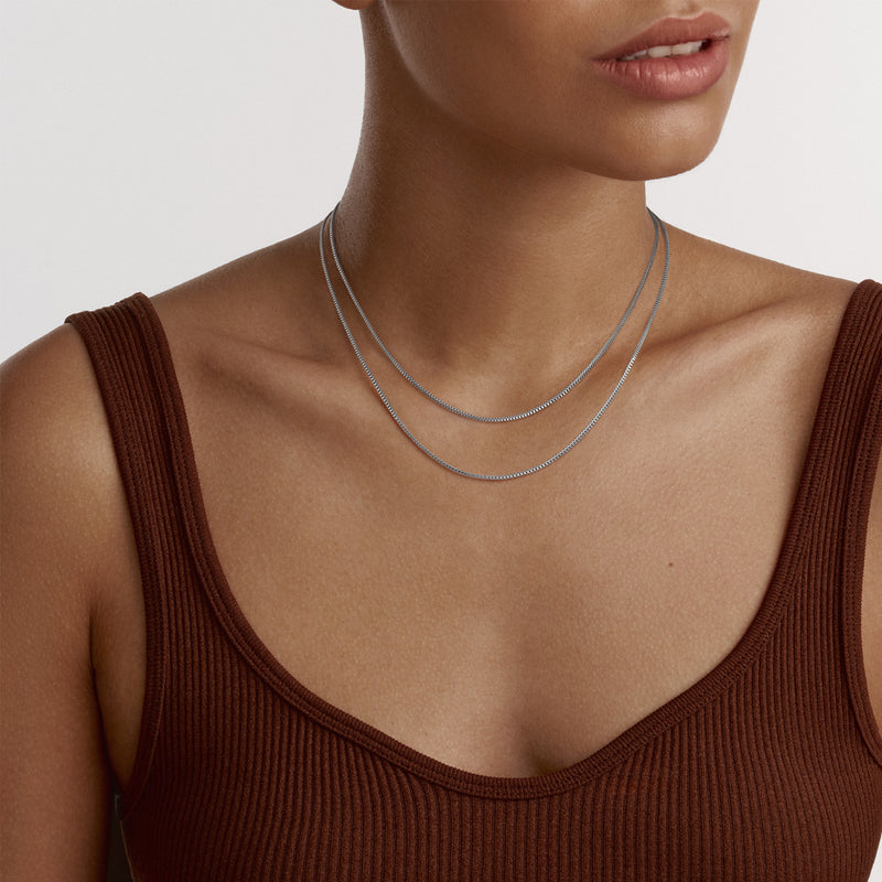 Collar corto Elan Box Chain de plata