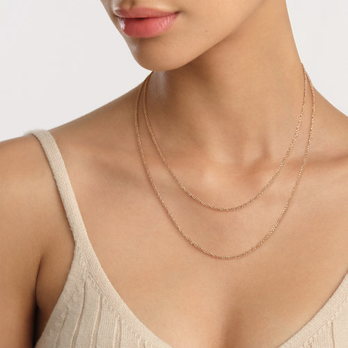 Elan Twisted Chain Long Rose Gold Necklace