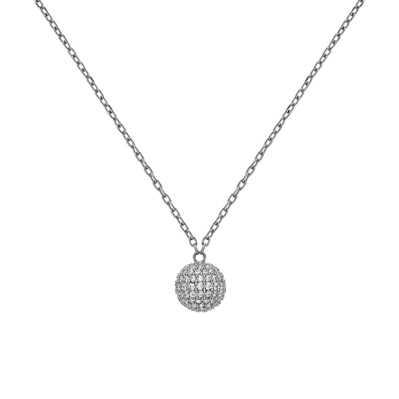 Collier Pave Crystal Pendant Silver