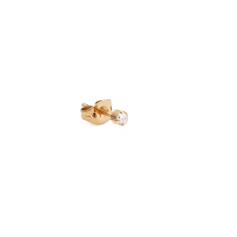 Micro Crystal Solitaire Gold Earring