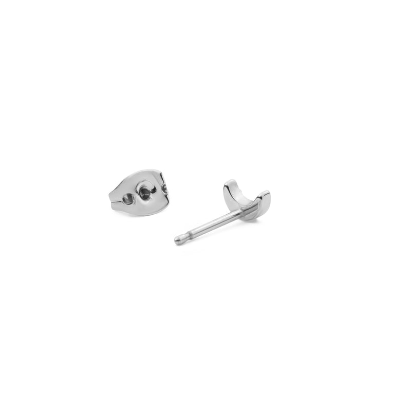 Micro Crystal Moon Silver Earring