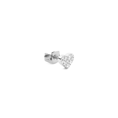 Micro Crystal Heart Silver Earring