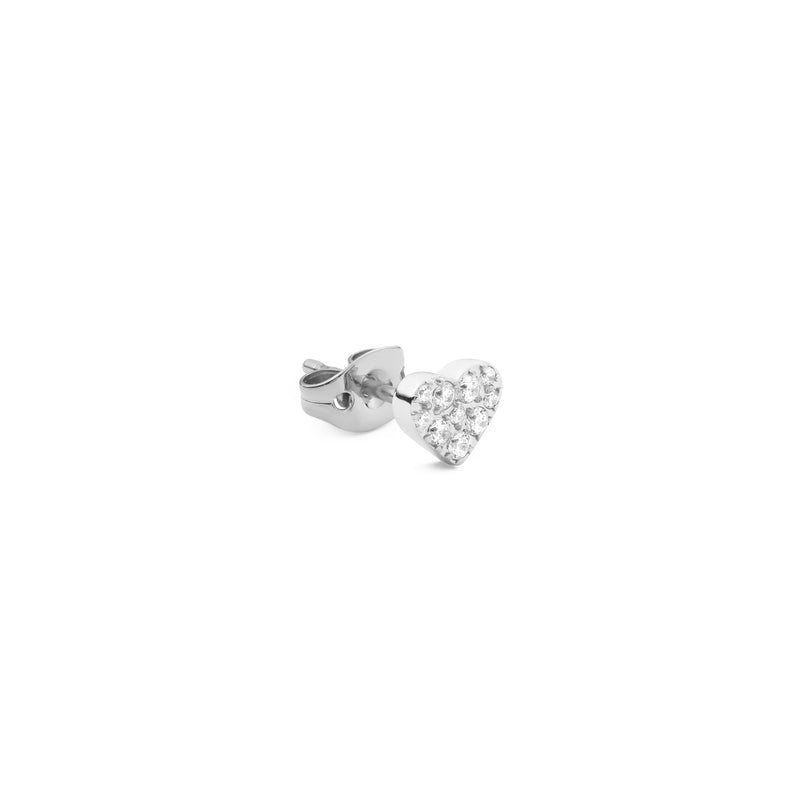 Micro Crystal Heart Silver Earring