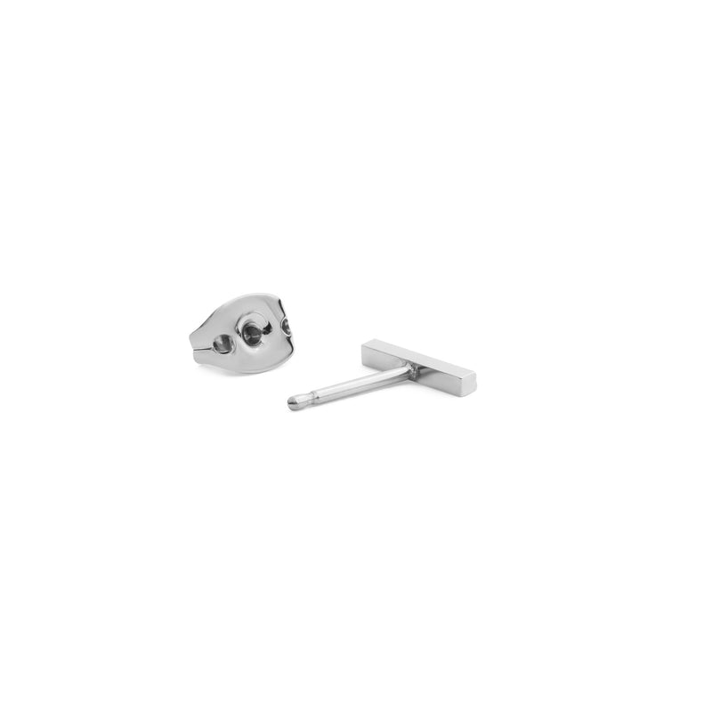 Micro Crystal Line Silver Earring