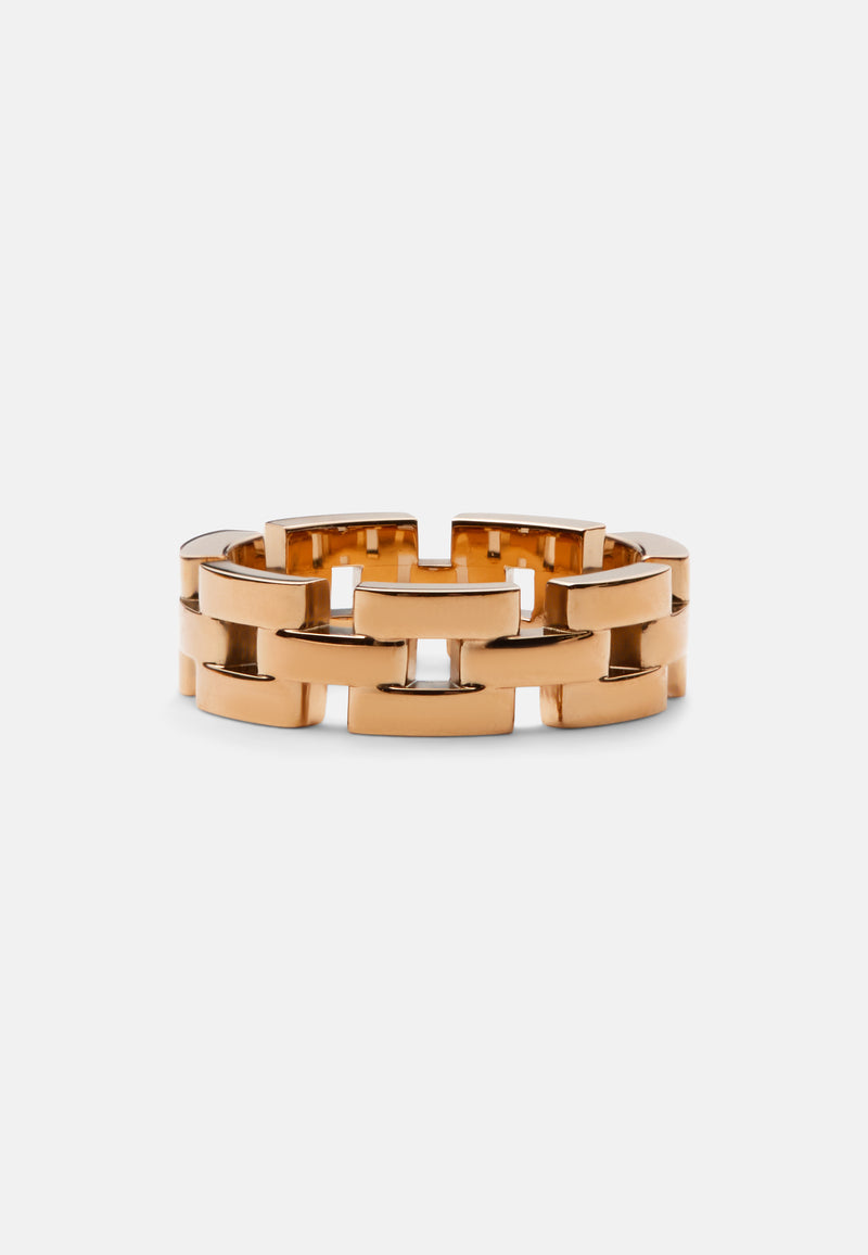 Anillo de oro rosa de 3 filas inspirado en enlaces