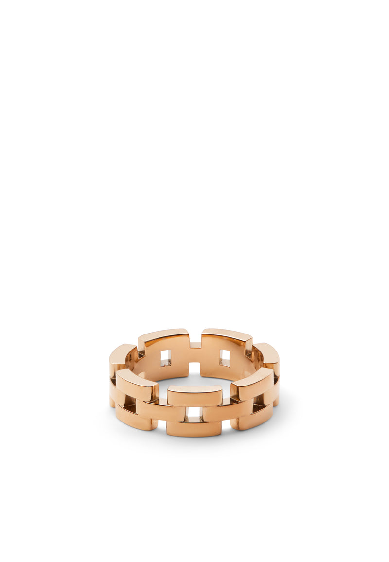 Anillo de oro rosa de 3 filas inspirado en enlaces