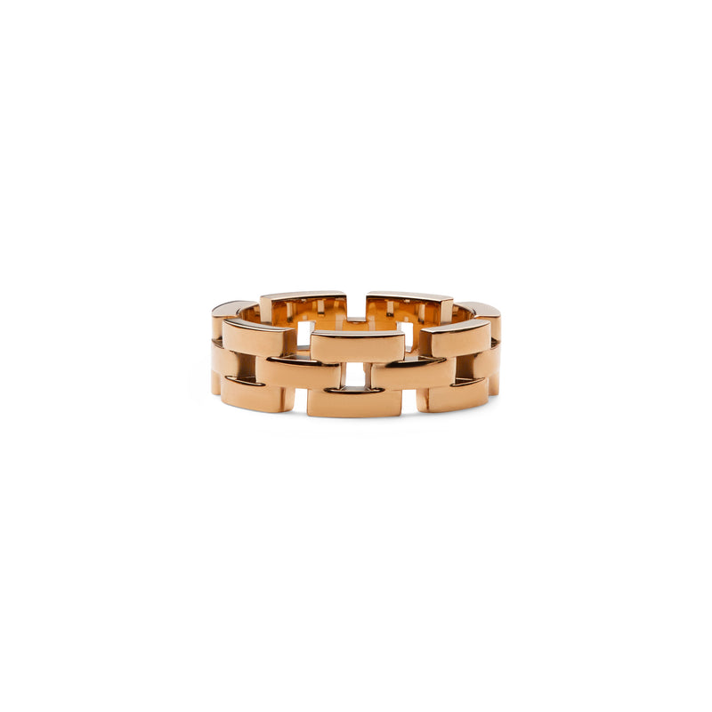 Anillo de oro rosa de 3 filas inspirado en enlaces