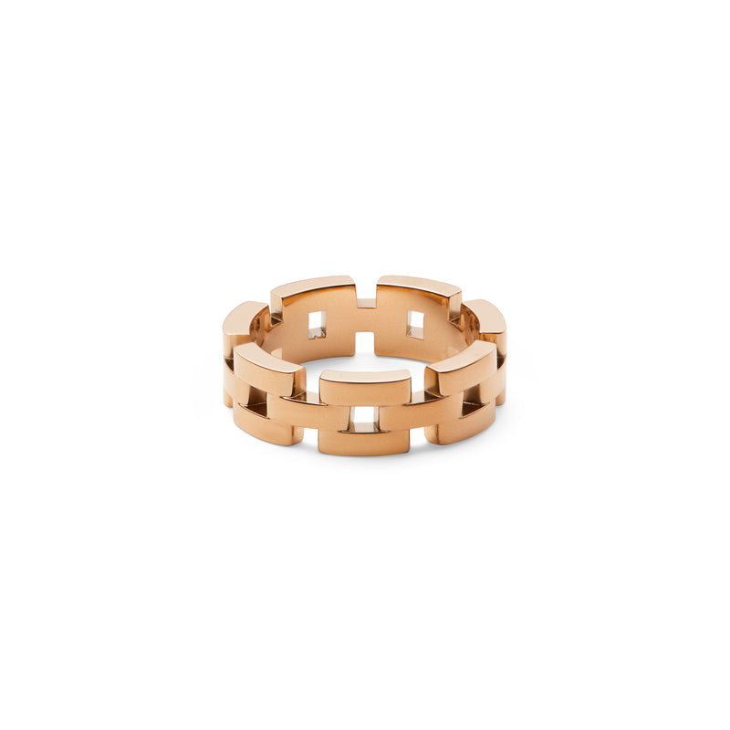 Anillo de oro rosa de 3 filas inspirado en enlaces