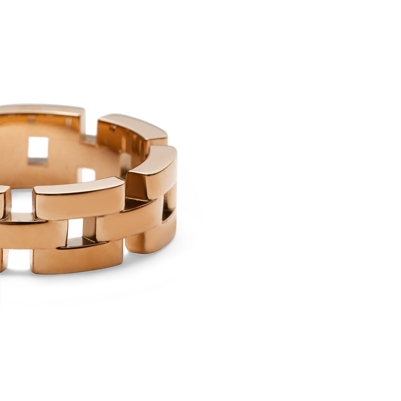 Anillo de oro rosa de 3 filas inspirado en enlaces