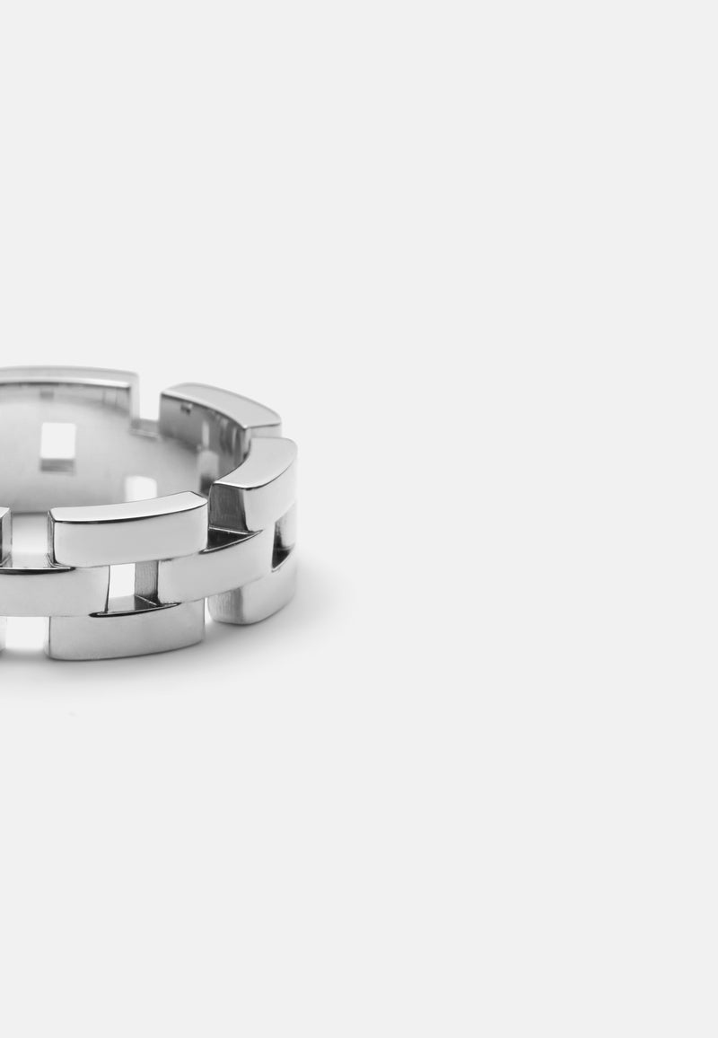 Link Inspired 3 Rows Silver Ring