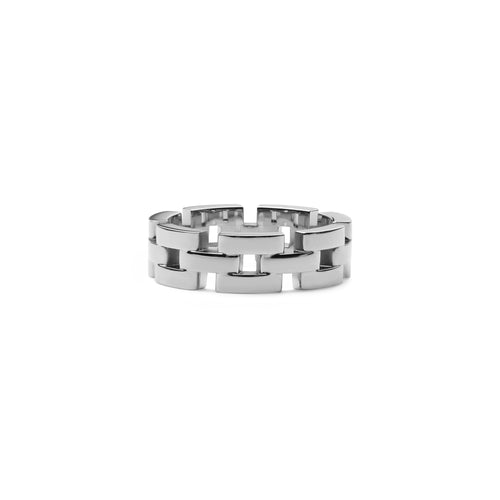 Anillo de plata de 3 filas inspirado en enlaces
