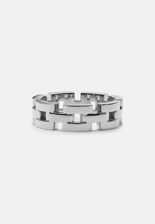 Bague Link Inspired 3 Rows Silver