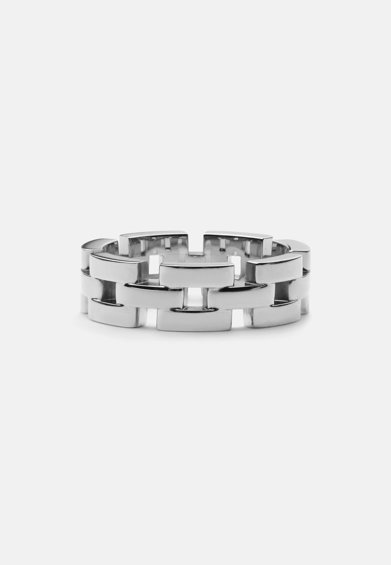 Link Inspired 3 Rows Silver Ring