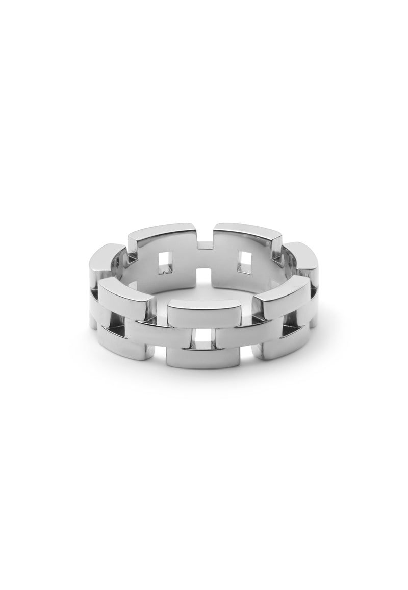 Link Inspired 3 Rows Silver Ring