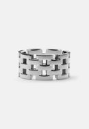 Anillo de plata de 5 filas inspirado en enlaces