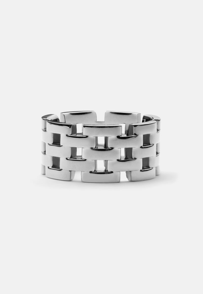 Anillo de plata de 5 filas inspirado en enlaces