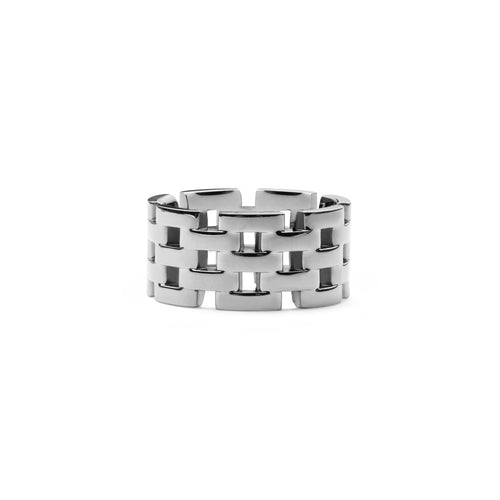 Anillo de plata de 5 filas inspirado en enlaces