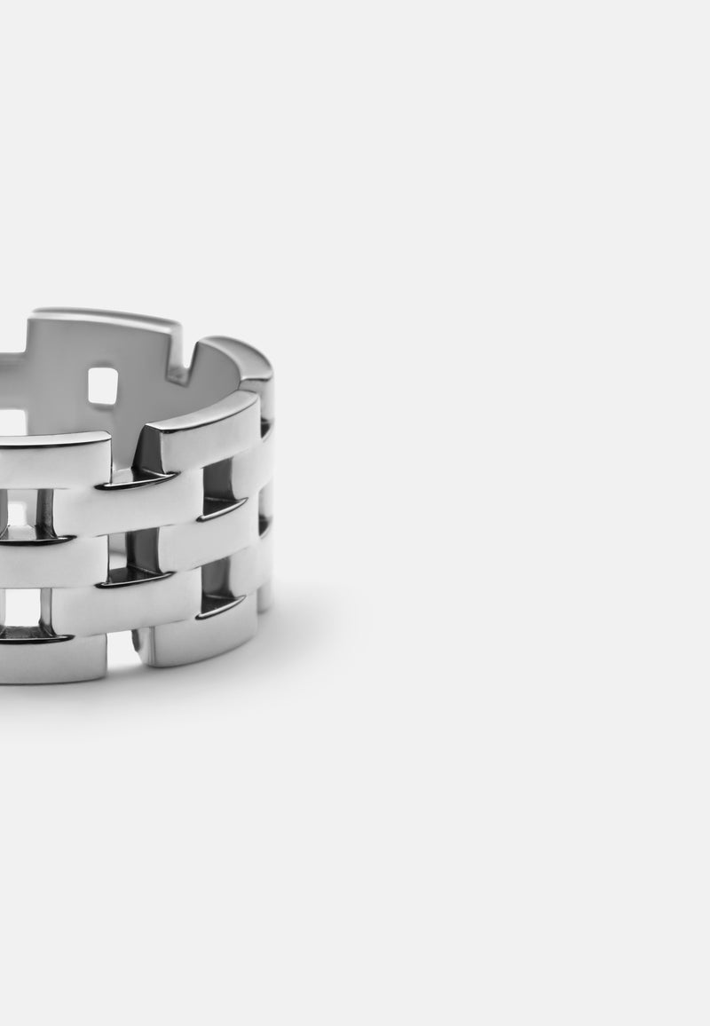 Anillo de plata de 5 filas inspirado en enlaces