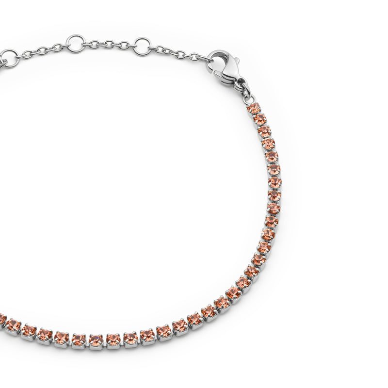Pulsera Tenis Clásica Plata Albaricoque