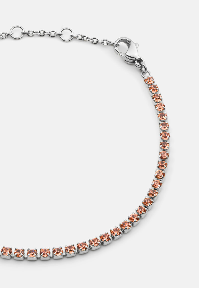 Pulsera Tenis Clásica Plata Albaricoque