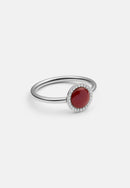 Bague Audrey Ring Red Aga Silver