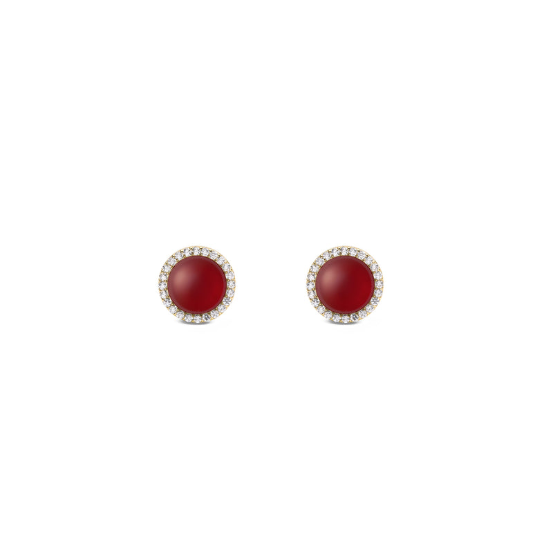Audrey Red Aga Gold Earrings
