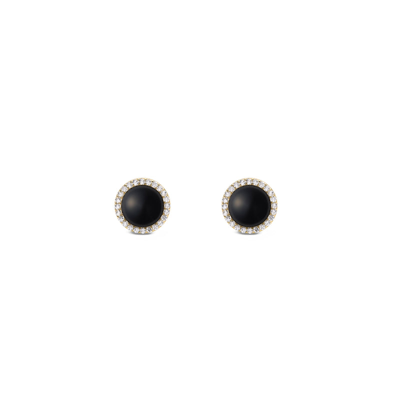 Audrey Black Aga Gold Earrings