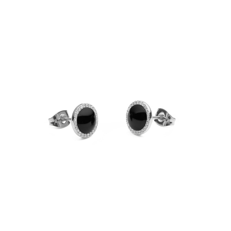 Audrey Black Aga Silver Earrings