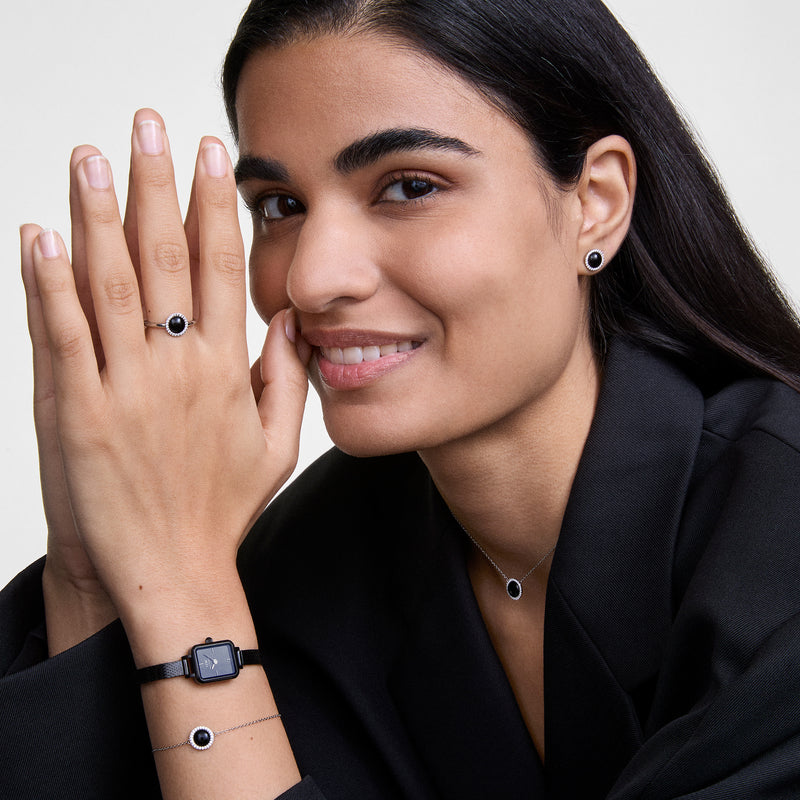 Audrey Black Aga Silver Earrings