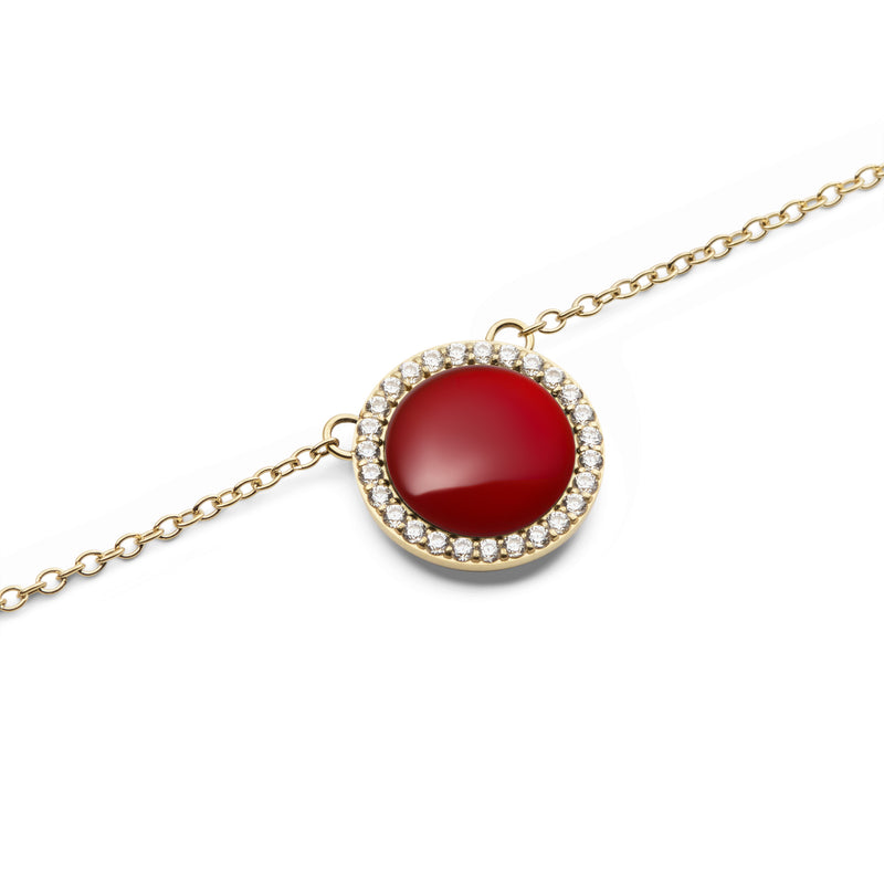 Audrey Red Aga Gold Necklace