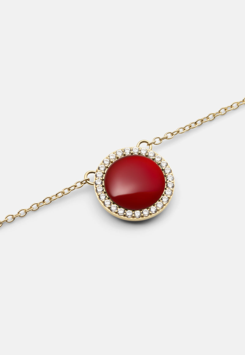 Audrey Red Aga Gold Necklace