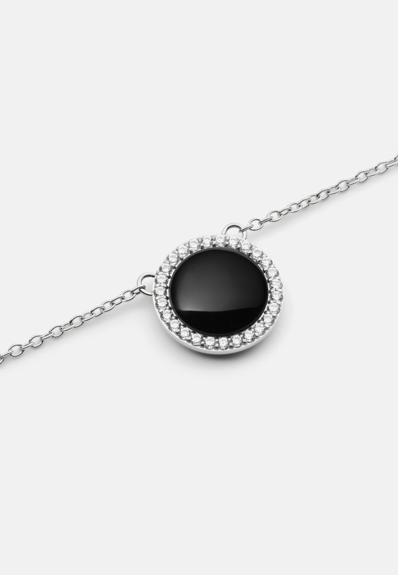 Audrey Black Aga Silver Necklace