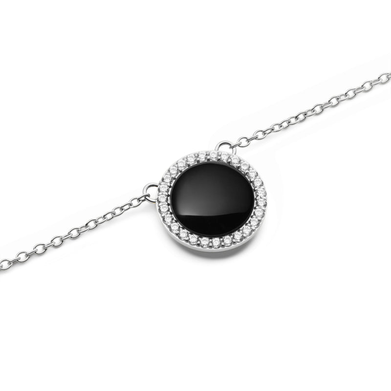 Audrey Black Aga Silver Necklace