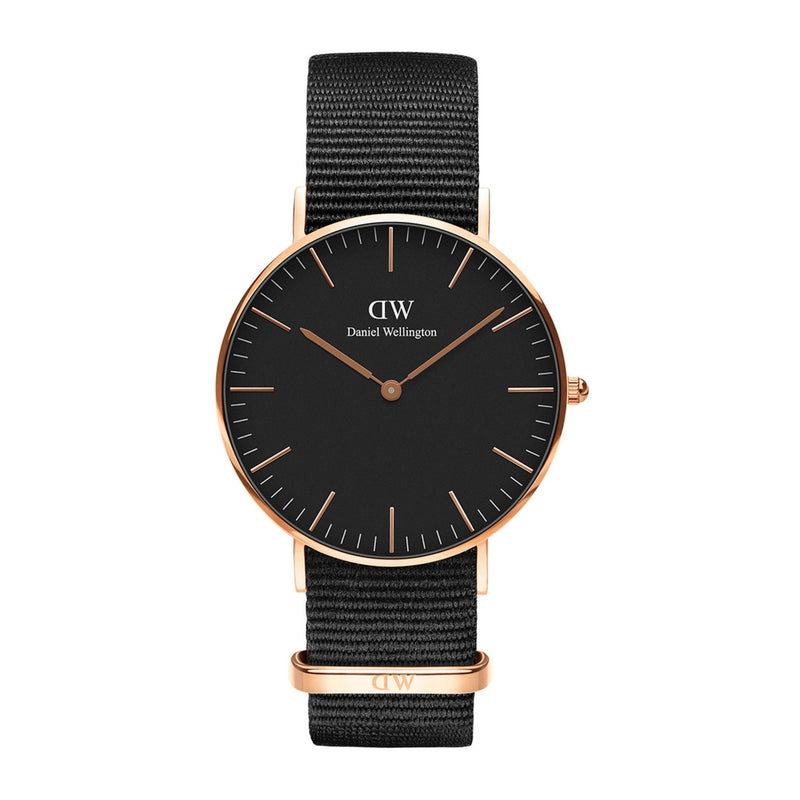 Reloj clásico Cornwall negro oro rosa
