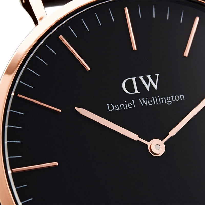 Reloj clásico Cornwall negro oro rosa