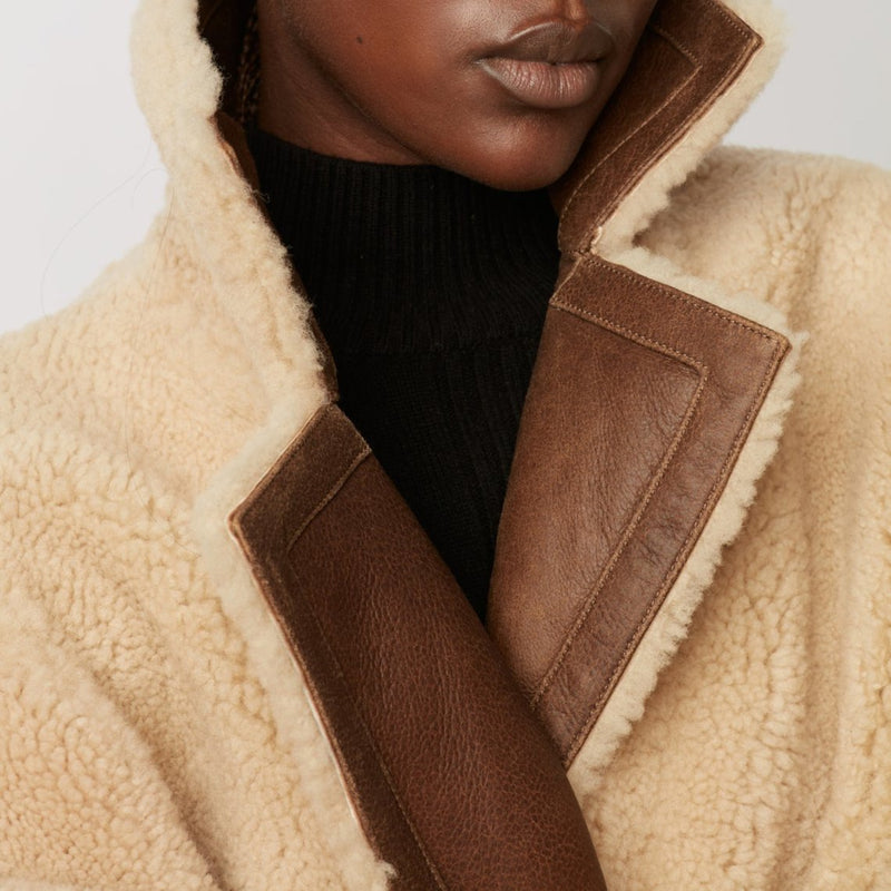 Manteau Peau Lainée Malissia - Cigare