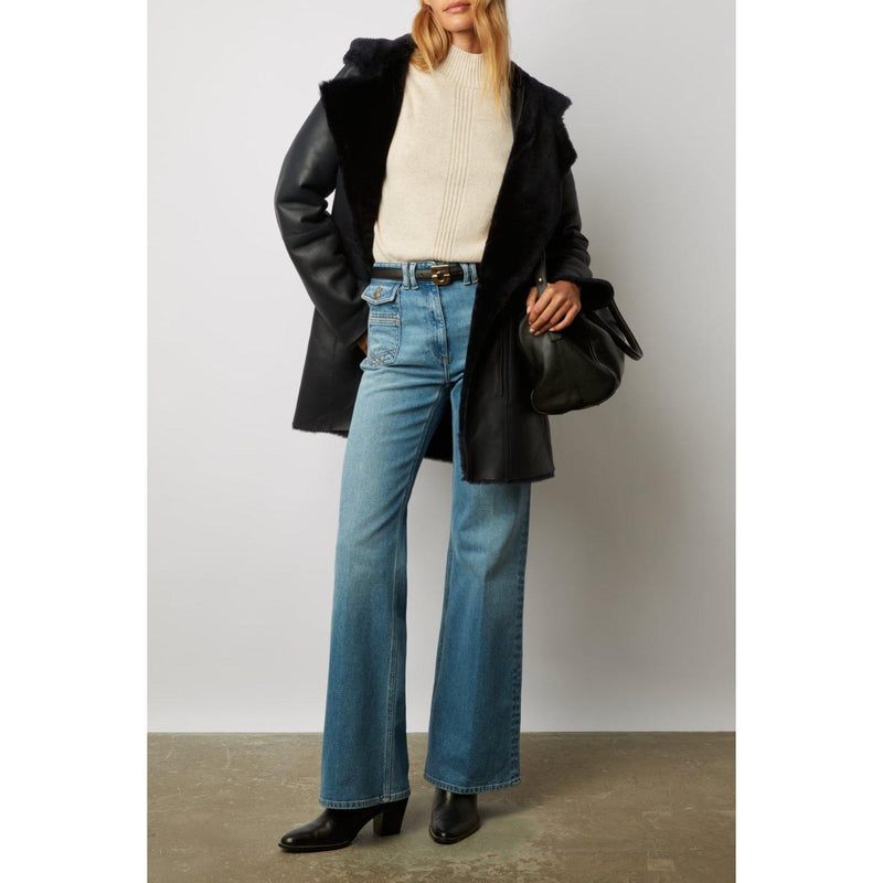 Manteau Peau Lainée Marco - Marine